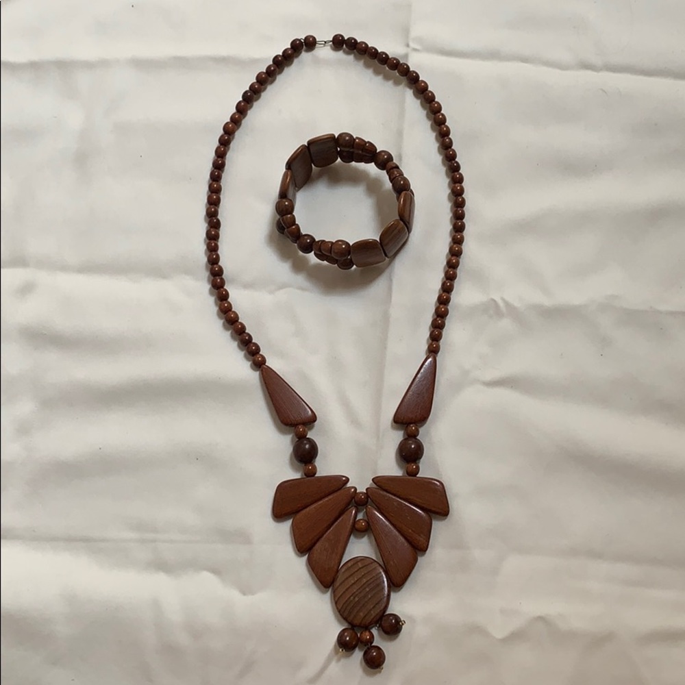 Beautiful wooden beaded necklace and bracelet